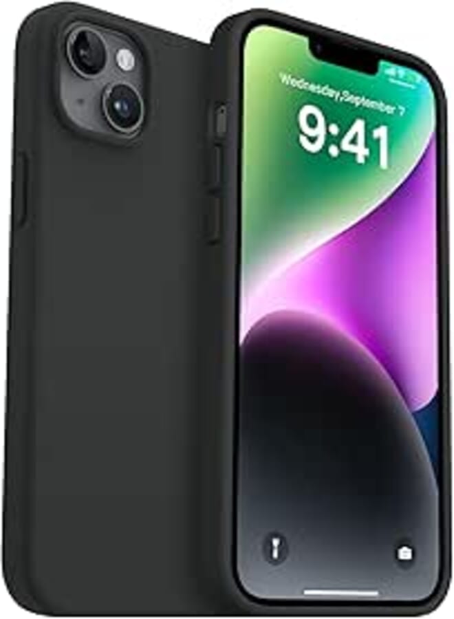 AOTESIER Compatible with iPhone 14 Plus Case, [Upgraded Liquid Silicone] [Soft Anti-Scratch Microfiber Lining] Shockproof Full Body Protective Phone Case for iPhone 14 Plus - Black
